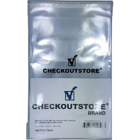 (200) CheckOutStore Crystal Clear Current Comic Book Bags (Resealable Flap/Thick)