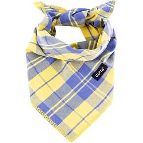 Spring Dog Bandana Large-Dog Scarf Vibrant Color Orange Green Plaid Printing Adjustable Bib Handkerchief Accessories for Medium Large Dogs (L)