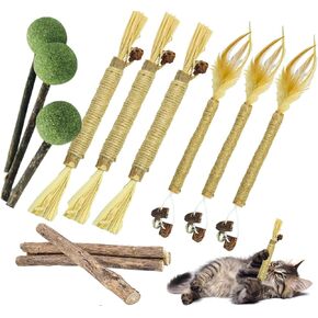 Catnip Chew Toys for Cats, 14 Pack Natural Silvervine Sticks for Kittens Teeth Cleaning, Matatabi Dental Care, Increase Appetite, Calm Cat Anxiety and Stress, Cat Dental Toy