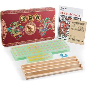 مجموعة ألعاب ماجونج الأمريكية 174 أكريليك أخضر 26 مم مجموعة ألعاب ماجونج الأمريكية تتضمن 174 بلاطة ماجونج، صندوق ماجونج، 4 رفوف ماجونج، تعليمات اللعبة و3 نرد in Kuwait