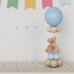 YALLOVE Clear Acrylic Tabletop Balloon Stand Kit, 15.75 Inch 4 pack Balloon Stick Holder with Base for Table Top Centerpiece Party Decoration (Balloons Not Included)