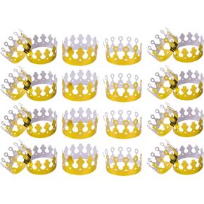 The Dreidel Company Adjustable Gold Foil Crown Birthday Party Paper Crowns, 2 Designs, Party Supplies, Gatherings, & Events