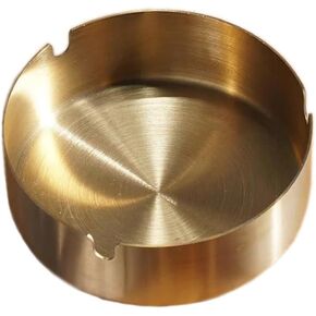Elegant Round Ashtray For Smokers – Modern Stainless Steel Ashtray Decor Accessory – Compact, Portable Design – Holds 3 Sticks, Medium, Silver