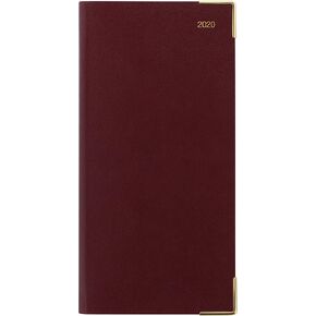 Letts of London Classic 2025 Monthly Planner, 13 Months, January 2025 to January 2026, Month-to-View, Horizontal, Gold Corners, Slim Size, 6.625" x 3.25", English, Burgundy (C12SBY-25)