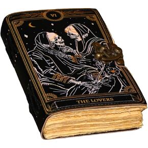 Book of Spells Leather Blank Notebook Hamza Hand (The Lovers)