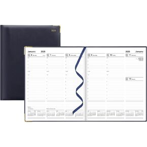 Letts of London Classic 2025 Weekly Appointment Book and Planner, 12 Months, January to December, Gold Corners, Quarto Size, 10.25" x 8.25", English, Blue (C32YBE-25)