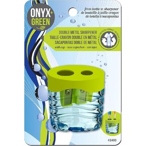 Onyx+ Green Double Metal Sharpener with Reservoir, Recycled Water Bottle Reservoir,