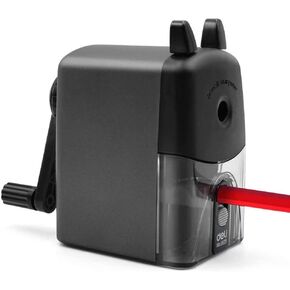 Manual Pencil Sharpener, Eesteros 2 in 1 Hand Crank Pencil Sharpener Heavy Duty for School Classroom, Office, Home(Gray)