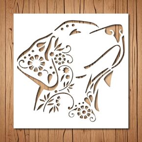 Dog Stencil | Reusable Graffiti Street Art Dog Stencils for Painting on Wood, Glass, Wall, Rock, Walls, Canvas, Glassware, Spray Painting, Airbrushing | Flower Dog Stencil Template (6""x 6""), White