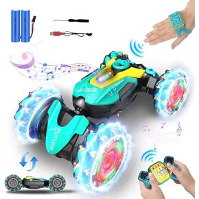 Bubbacare Gesture RC Car, 2.4GHz 4WD Gesture Sensing RC Stunt Car Toys for Aged 6-8-12 Boys Girls, Drift Hand Controlled Remote Control Twist Cars Off Road 360° Rotation with Lights Music