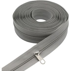 سحابات لفائف النايلون الرمادية رقم 5 من YaHoGa مقاس 10 ياردات مع 25 قطعة منزلقة لحقائب الخياطة اليدوية (#5 رمادي) in Kuwait