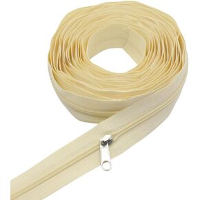 YaHoGa #5 Beige Nylon Coil Zippers by The Yard Bulk 10 Yards with 25pcs Sliders for DIY Sewing Tailor Crafts Bags (#5 Beige)