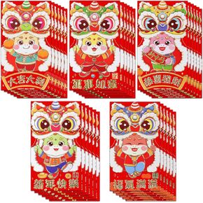 Red Envelopes, 30PCS Chinese Red Envelopes, 2025 Year of the Snake Money Envelopes for Cash, Chinese Envelopes for Money, Lucky Money Envelopes, Hong Bao for Chinese New Year, Spring Festival