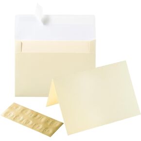 Wishop 50 Pack Shiny Self-Adhesive Envelopes with Shiny Fold Cards for Wedding Invitations, Greeting Cards, Baby Shower, Letter Mailing (Light Purple, 5x7)