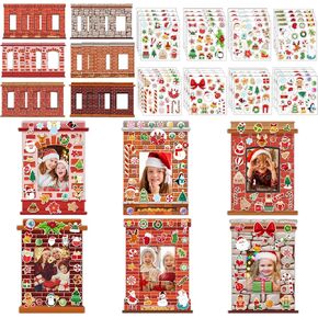HOWAF 24 حزمة عيد الميلاد إطار الصورة الحرفية عدة، الطوب الأحمر عيد الميلاد DIY إطار الصورة الحلي مع ملصقات DIY لعيد الميلاد الزنجبيل الحلوى صالح الأنشطة المنزلية