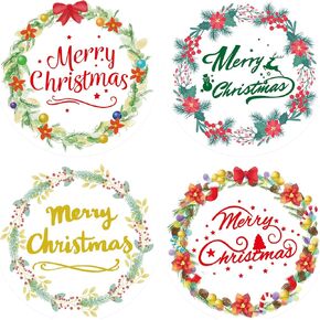 Merry Christmas Stickers Christmas Light Thank You Sticker Holiday Decorative Labels for Envelopes Sealing Scrapbook Cards Ornaments Supplies 100Pcs