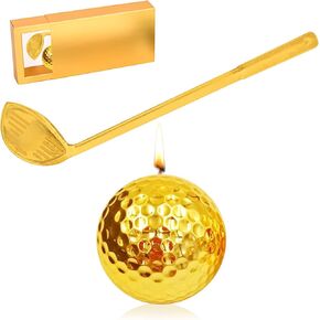 Deluxe Golden Golf Candle Kit, Golf Ball Candle for Party, Birthday, Hole in One Celebration, Golf Lovers Party Cake Topper Kit