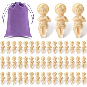 ZZYFGH 48Pcs Mini King Cake Baby Jesus Figure, 1.5 inch Baby Jesus Figurines King Cake Figure with Gift Bag, Jesus Figurines for Mardi Gras Party Cake Toppers Decorations Religious Gifts (48 Pcs)