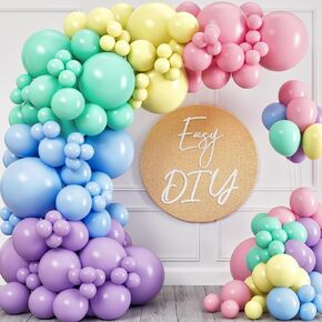 100pcs Pastel Balloon Garland Kit – Pastel Rainbow Balloon Arch – Small and Large Pastel Balloons for Pastel Birthday Decorations – Unicorn, Spring, Macaron, Easter, Donut & Ice Cream Party Balloons