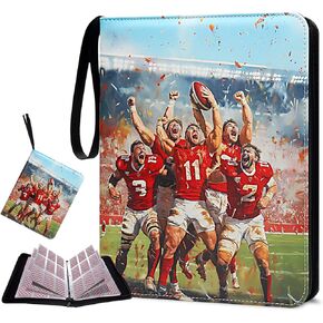 Football Card Binder 900 Pocket, HYMENEX Trading Card Binder 9 Pockets with 50 Removable Sleeves Baseball Card Binder Sports Card Binder with Zipper for Football Card Trading Card Standard Size Card