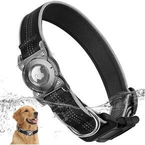 ONEONTA Airtag Dog Collar | Waterproof Airtag Dog Collar Holder with Removable Metal Loop - Airtag Collar Heavy Duty, Reflective, Ultra-Durable, Comfortable Padded, for Small Medium Large Dog, Pink L