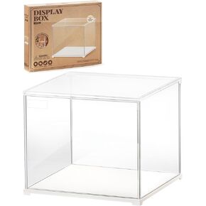 ROBOTIME Display Case Dustproof Box Stand with White Base Protection Showcase for Collectibles Display, Assemble Countertop Cube Organizer Stand Storage Boxes