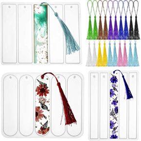 3 Shiny Bookmarks Silicone Mold Bookmark Mold with 20 Tassles Bookmark Mold Kit Bookmark Epoxy Casting Molds Small Medium Rectangle Bookmark Mold for DIY Bookmark Making