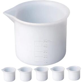 6 قطع 50 مل من السيليكون قياس كوب الغسيل قياس كوب الراتنج أدوات الراتنج قياس الكؤوس DIY المواد راتنجات الايبوكسي لوازم سيليكون السلطانيات خلط الكؤوس لراتنجات الايبوكسي الأبيض