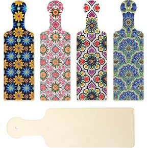 4 Pcs Diamond Art Painting Tray Board for Adults, DIY Crystal Rhinestones Diamond Art Board for Dining Table, Dessert Display Indoor Kitchen Dining Table Decoration New Year Gift (Flower Pattern) in Kuwait