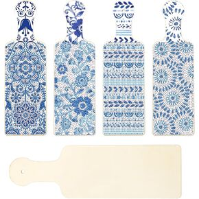 4 Pcs Diamond Art Painting Tray Board for Adults, DIY Crystal Rhinestones Diamond Art Board for Dining Table, Dessert Display Indoor Kitchen Dining Table Decoration New Year Gift (Flower Pattern)