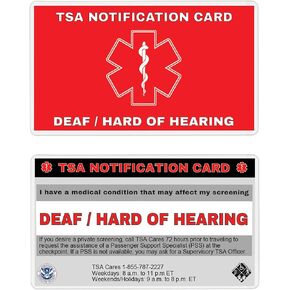 Deaf/Hard of Hearing TSA Notification Wallet Air Travel Card - QUANTITY (2)