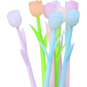 KRIZJUES 24 Pieces Color Changing Flower Pens, Gel Flower Pens Rose Creative Gel Ink Rollerball Pen Cute Ballpoint Pens Suitable for Home School Office, Kids Teachers Present Black 0.5mm