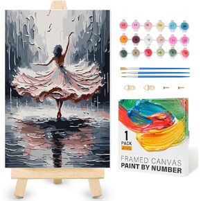 Yezavesu Framed Paint by Numbers Kit for Adults Beginner & Kids Ages 8-12, Easy Abstract Paint by Number Without Easel, DIY Adult Paint by Numbers Art for Home Wall Decor Gift 8X 12 inch