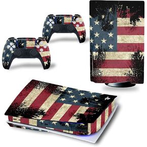 DOMILINA Full Body Skin Decal Cover for PS5 Disk Edition Console & Controllers - Carbon Fiber Black