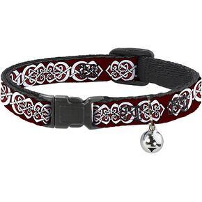 Cat Collar Breakaway Celtic Knot5 Reds Black White 8 to 12 Inches 0.5 Inch Wide