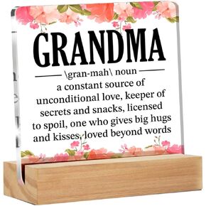 Nana Gifts From Grandchildren Granddaughter Grandson, Nana Gifts for Birthday Christmas Mother's Day, Grandma Present Nana Definition Clear Acrylic Desk Decorative Sign for Home Decor, 4 x 4 Inches