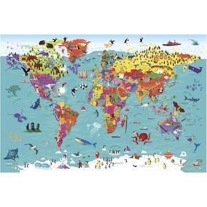 Collins Children's World Wall Map - 36.25 x 24.25 inch Poster - Folded