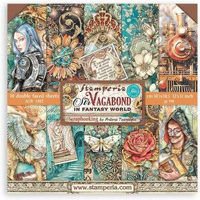 Stamperia Scrapbooking Pad 10 Sheets cm 30,5x30,5 (12"x12") Sir Vagabond in Fantasy World, 12 x 12 in, Multicoloured