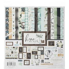 Carta Bella Paper Company Home Again Collection Kit paper, green, blue, woodgrain, black, teal , 12-x-12-Inch