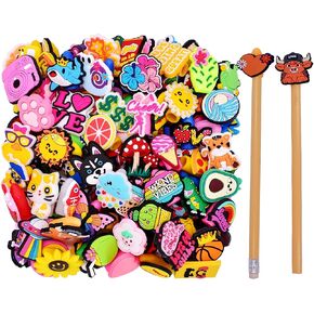 Random Different Pencil Cap 50PCS Mixed Cute PVC Pencil Toppers Decoration for Wooden Pencils Classroom Treasure Box Prizes Student incentives