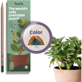 SproutWorld Wood-Cased Pencils | Color Edition | HB Pre-Sharpened Plantable Wooden Pencils with flower, Herb & Vegetable Seeds |Ideal Gift for Coloring Books | 8 Pack