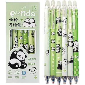 6 Pcs Cute Erasable Retractable Pens - Erasable Gel Ink Pens with Cartoon Capybara Design, 0.5mm Fine Point Blue Ink, Perfect for Office, School, Women, Girls, Boys