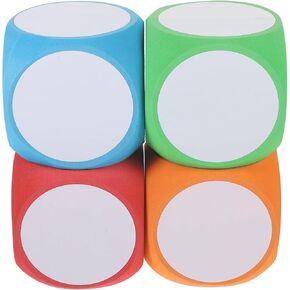 SEWACC 4pcs Dry Erase Blocks Foam Blank Dice Write On Dry Erase Cubes 4 Inch Wipe Off Dice Teaching Aid Tool Educational Learning Playing Game Props for Classroom Supplies