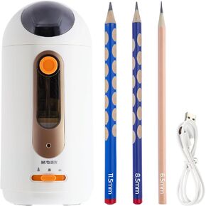 M&G Electric Pencil Sharpener for Colored Pencils, Fully Automatic Astronaut Pencil Sharpener, Auto in & Out, Rechargeable Hands-Free Pencil Sharpener for 6.5-11mm Pencils, Home, Classroom (White)