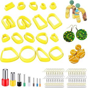 Yayatty 126 PCS Polymer Clay Cutters Set, 18 Shapes Purple Clay Earring Cutters with Earrings Accessories, Clay Pattern Cutting Molds, Plastic Clay Cutters for Polymer Clay Jewelry Making