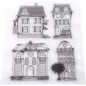 Rubber Clear Stamp, DIY Photo Album Cards Transparent Stamps House Tree Seal Sheet for Card Making decoration and scrapbooking