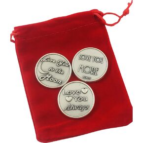 Westmon Works Love Token Gift Set Three Different Large Tokens with Red Gift Bag