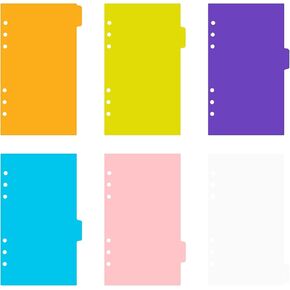 AUEAR, 12 Pack Colorful Binder Index Dividers A6 Binder Plastic Insertable Index Tab Binder Divider for 6 Ring Planner Notebook