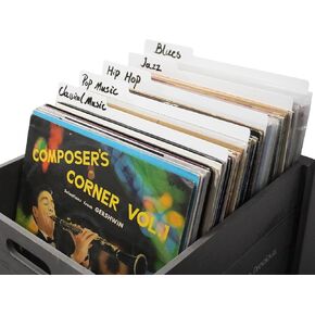 sdroceRyaM 12.9 Inches Vinyl Record Dividers 30pcs White Hard PP Material Category Tab Double-Side Plastic Record Guides for LP, Album Crate, Bookshelf Organizer