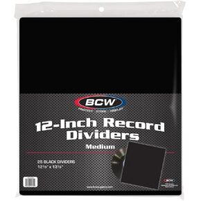 BCW Medium Black 12 in Record Dividers - 25 ct | Premium Quality Archival Plastic Dividers for Vinyl Organization | Precision Cut for Album Storage Boxes